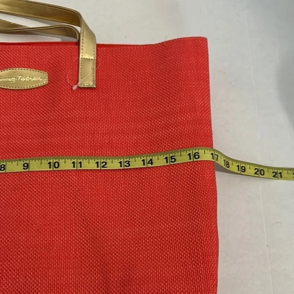 Tommy Bahama Shoulder Bag To Go Tote Gold Strap Inside Pocket & Lined- Orange